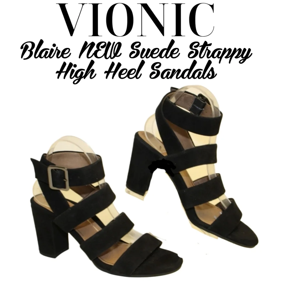 🎀Clearance🎀 NWOB Vionic Blaire Suede Strappy BLOCK Heel ORTHOTIC Sandals 8 39